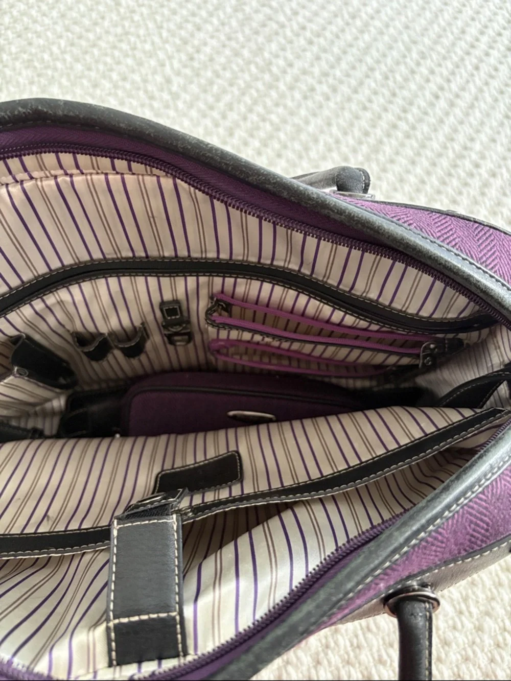 Samsonite Black Label Purple Men's Travel Briefcase with Black Leather Trim